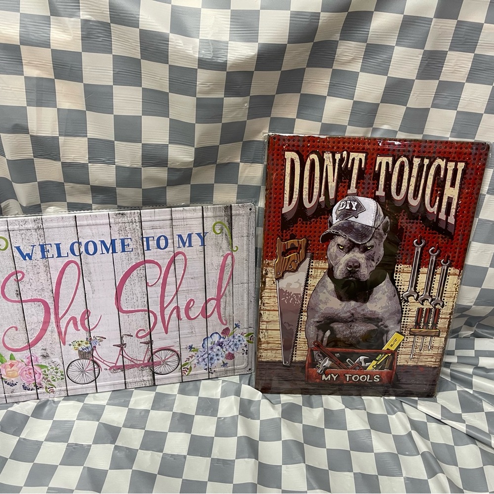 She/He shed metal signs